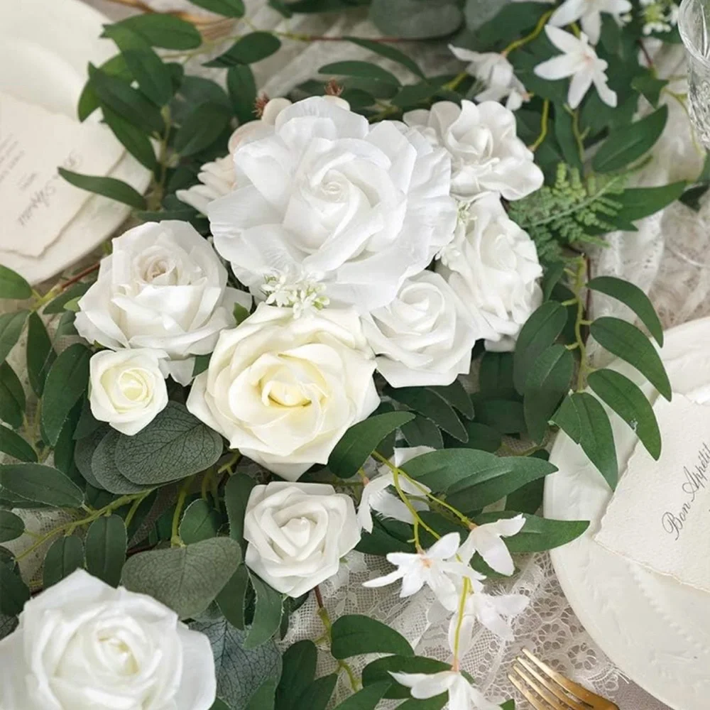 Ling's Moment 6' Head Table Garland in 'White & Sage'. This is brand new!
